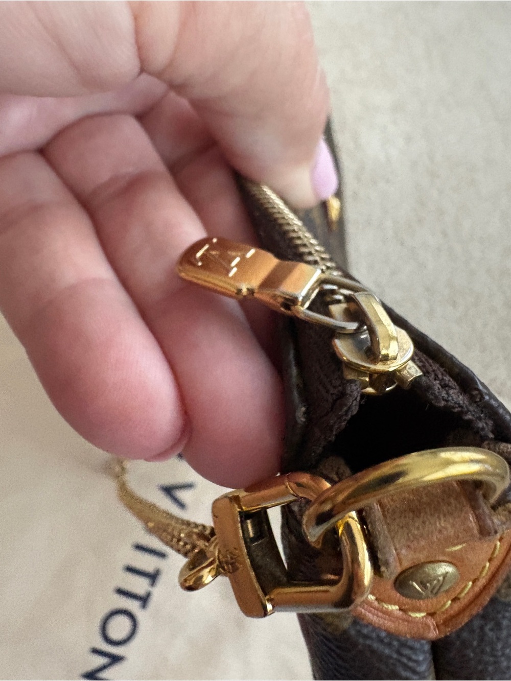 Louis Vuitton Eva Clutch Monogram Canvas Brown Gold Hardware Mini Shoulder Bag - Picture 10 of 16